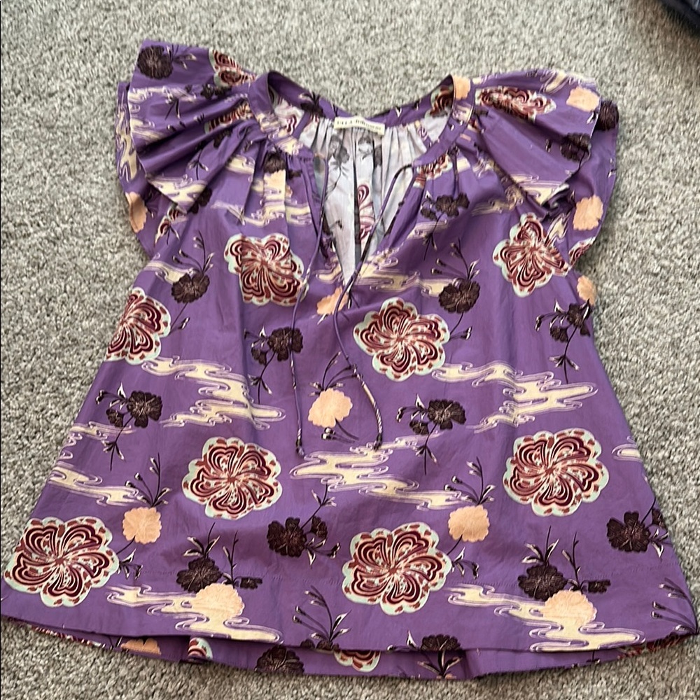 Ulla Johnson Purple Floral Blouse